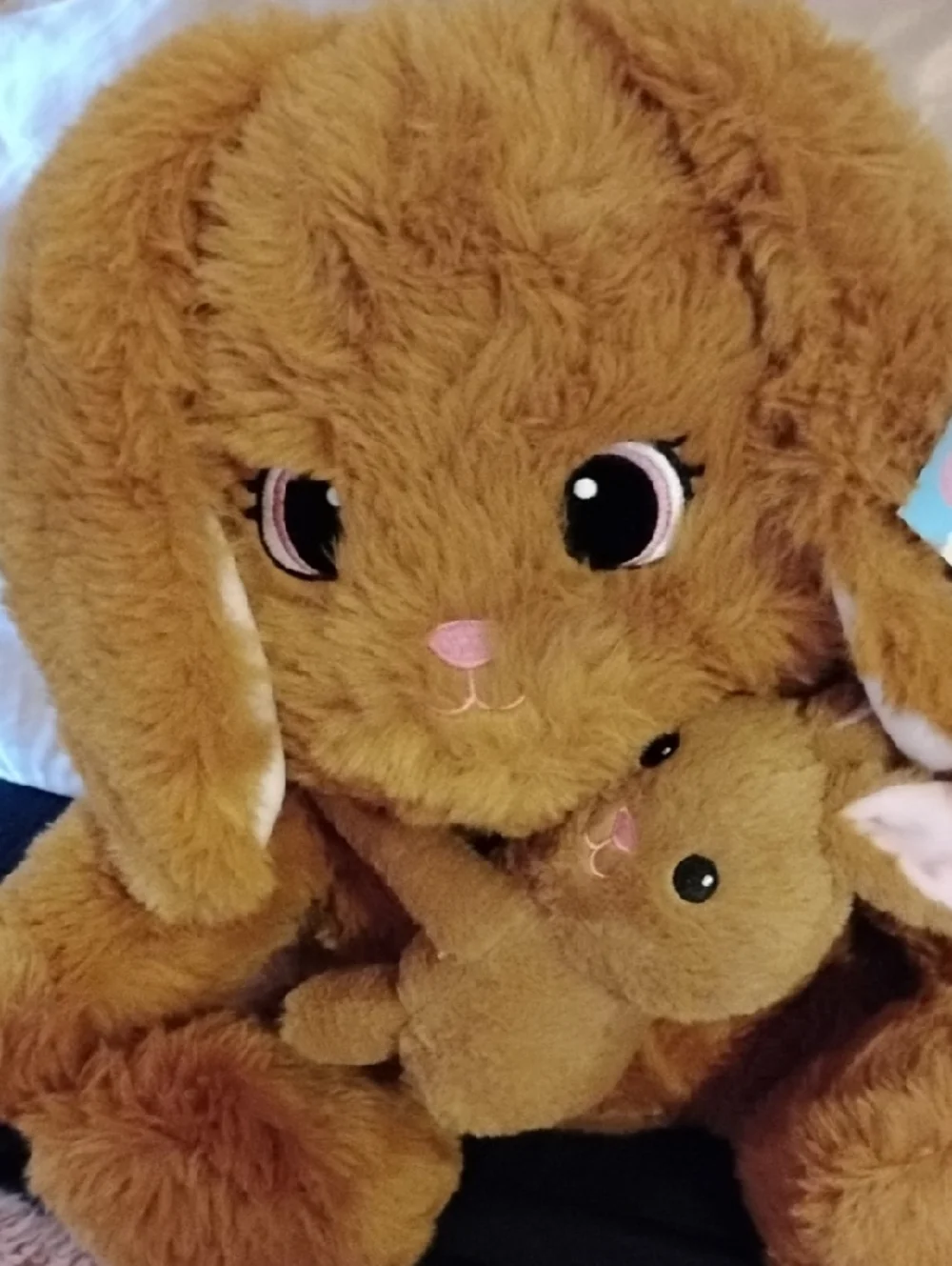 Plush Brown Bunny Stuffed Animal with Baby - Soft Comfort Toy